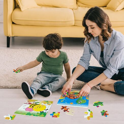Puzzles for Kids Ages 3+ Year Old, 6 Pack Wooden Jigsaw Puzzles for Kids Ages 3-5, Toddlers Montessori Learning Toys with Animal Patterns, Preschool Educational Toys for Boys and Girls in Kuwait