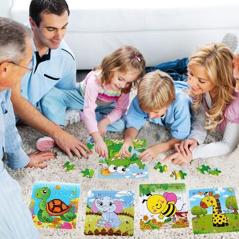 Puzzles for Kids Ages 3+ Year Old, 6 Pack Wooden Jigsaw Puzzles for Kids Ages 3-5, Toddlers Montessori Learning Toys with Animal Patterns, Preschool Educational Toys for Boys and Girls in Kuwait