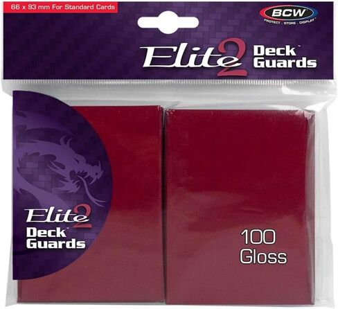 BCW Elite2 Glossy Card Sleeves – Red | Crystal-Clear Front | Textured Back | Fits 2.5" x 3.5" Cards - 100 Ct in Kuwait