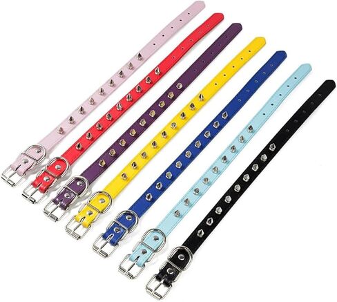 Spiked Studded Leather Dog Collar Mushrooms Rivets Cat Collar for Small Medium Dog Cat Puppy Kitty (XS, Purple) in Saudi Arabia