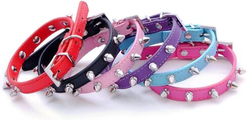 Spiked Studded Leather Dog Collar Mushrooms Rivets Cat Collar for Small Medium Dog Cat Puppy Kitty (XS, Purple) in Saudi Arabia