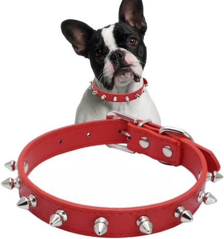 Spiked Studded Leather Dog Collar Mushrooms Rivets Cat Collar for Small Medium Dog Cat Puppy Kitty (XS, Purple) in Saudi Arabia