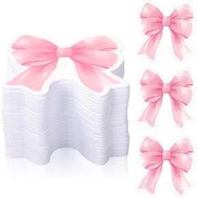24 Pack Pink Bow Sticky Note Watercolor Bowtie Sticky Notepad Cute Adhesive Memo Pad for Classroom Office Party Decor Supplies, 480 Sheets