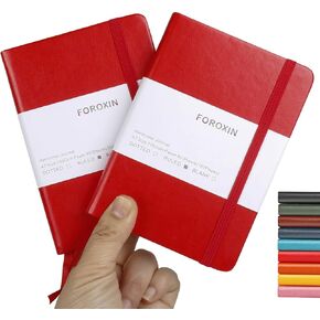 Lined Pocket Journal Notebook, 2 Pack, (Dark Green), 160 Pages, Small, 3.86 inches x 5.51 inches - 100 gsm Thick Paper, Hardcover