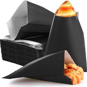 Sweetude 400 Pcs Bulk Flat Paper Treat Bags 5 x 7 Inch Polka Dots Wave Cookie Bags Small Candy Buffet Bags for Halloween Christmas Wedding Baby Shower Party Supplies(Black)