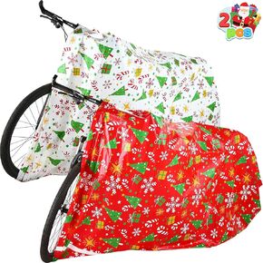 Joyin 2 PCS حقائب Jumbo الحالية 60 "× 72" مع علامات الهدايا لأكياس الهدايا الكبيرة الشاقة ، يعرض العطلة دراجة ، ديكورات هدايا موسم عيد الميلاد ، العطاء الحاضر.
