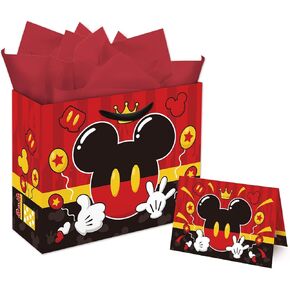 CORODER Mouse Gift Bag With Card and Tissue Paper Welcome Baby Gift Bags with Handle For Party Gift Wrapping Present Party Decorations Supplies(13 inch)