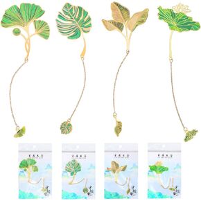 4pcs Leaf Metal Stowmark ، Ginkgo يترك الإشارات المرجعية مع شرابة ، لوتس هولو ميتال كتب علامات للمرأة للنساء كتاب المشجعين عشاق الكتاب القراء المعلمون الطالب