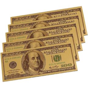 5pcs 100 Dollar Bills Bookmark, Mark Featuring Ben Franklin Old $100 GLeaf Bills for Party Notes Album Money Great for Classrooms, Book Clubs