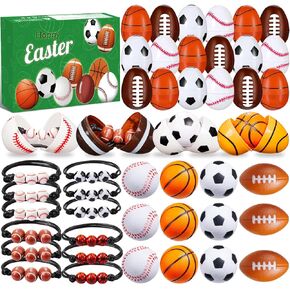 Sport Prefilled Easter Eggs with Toys, Filled Easter Eggs with Sport Stress Balls and Charms Easter Basket Stuffers