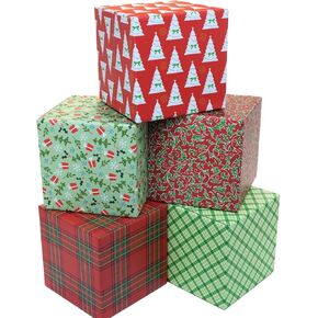 Global Printed Products Holiday Shipping Boxes (Pack of 10 - Traditional Patterns - 6"x6"x6")