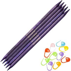 Knitpro J'Adore Cubic DPN Double Dointed Metting Nitting 8 بوصة ، الحجم 9 (20 سم ، 5.50 مم) مع 10 علامات غرزة ملونة
