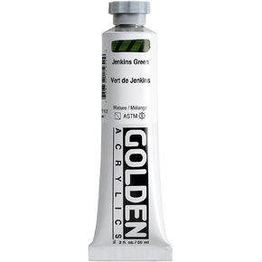 Heavy Body Acrylics by GOLDEN, Jenkins Green, 2 fl. oz. Tube, Professional Acrylic Paint, Semi-Transparent