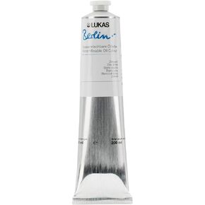 Lukas Berlin Pro Artists Water Mixable Oil Paint 200 ml Tube Zinc White, Water Soluble, Lightfast Pigments, Quick Drying, Easy Clean-Up, Eco-Friendly, Professional Quality, 40 Color Range