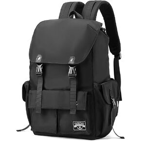 Black Backpack Men, 17.3 Inch Laptop Backpack for Men, Drawstring Anti-theft Waterproof Tech Backpacks with Laptop Compartment