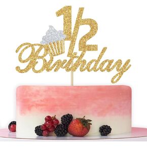 Glitter 1/2 Birthday Cake Topper for Baby's Half Year Old Birthday Party, 6 Months, First Birthday, Baby Shower, Half Year Anniversary Party Decorations(Gold and Silver)