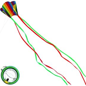 HENGDA KITE for Kids&Adults Rainbow Parafoil Kite with Long Tail,with 700 Feet Kite Reel String, Easy to Fly, Suitable for Children to Play, do not Need to Assemble，Perfect for Beach Fun