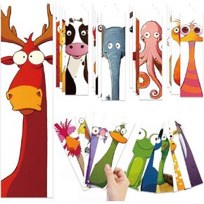 30PCS Funny Animals Bookmarks Cartoon Cat Book Reading Paper Page Maker Cards Decoration Creative Gifts Student School Office Library Supplies Gifts Christmas Easter for Reader Read Lover Rewards