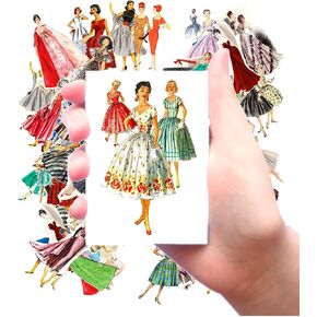 Large Stickers (Each Sticker 2.5"x3.5", Pack 8 pcs) Vintage Fashion Lady Fifties FLONZ Vintage