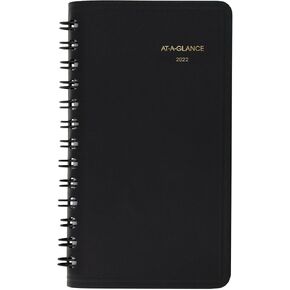 2022 Pocket Calendar by AT-A-GLANCE, Weekly Planner, 2-1/2" x 4-1/2", Pocket Size, Unruled, Black (7003505)