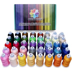40 Colors Polyester Embroidery Machine Thread Kit for Brother Babylock Janome Singer Pfaff Husqvarna Bernina Embroidery and Sewing Machines 40 wt 500M (550Yards)