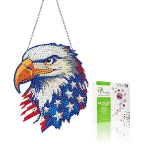 VAIIEYO Eagle Diamond Painting Hanging Ornament,Diamond Painting Suncatchers Double Side Hanging Kit with Chain, 7.5x7.5 inch Crystal Pendant Art Craft for Gift Home Wall Door Decoration-1