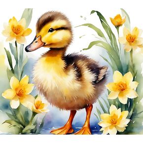 Fabric Panel 8"x8" Duckling 100% Cotton Quilting Sewing Block ET6962