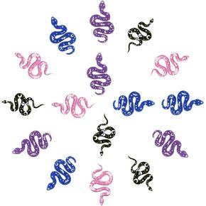 SUNNYCLUE 1 Box 16Pcs 4 Colors Snake Charm Pendants Colorful Animal Acrylic Cobra Viper Boa Plastic Resin Pendant for Jewelry Making Charms DIY Earrings Necklaces Bracelets Findings