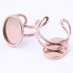 10pcs Stainless Steel Oval Ring Base Blanks Fitting 13x18mm Cameo Cabochon Setting Bezels for Rings Making (Gold Plated)