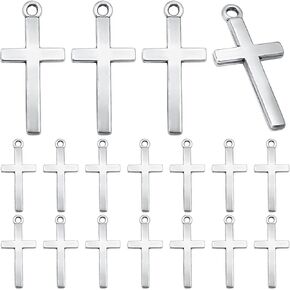 BronaGrand 100pcs 27×13mm Crosses Charms Alloy Cross Bead Charms Jewelry Charms Pendants for DIY Necklace Bracelet Jewelry Making Crafting Accessory
