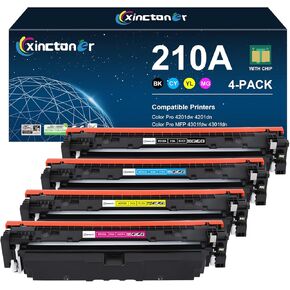 210A Toner Cartridges 4 Pack (with Chip) Replacement for HP 210A 210X W2100A W2100X Toner High Yield Work with Color Laser Jet Pro MFP 4301fdw 4301fdn Pro 4201dw 4201dn Series Printer (BK/C/M/Y)