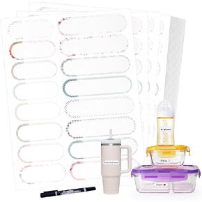 320Pcs(Including Pen) Waterproof Self-Laminating Removable Name Labels, Baby Bottles for Childcare Centers, Kids School Supply Labels,Washable Sorting Tabs for Marking Frequently Washed Items