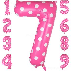 40 Inch Number 2 Balloon Pink Polka Dot Large 2nd Birthday Decorations for Girls Mylar Foil Helium Aluminum Balloons Baby Shower Party Favors Decor Supplies