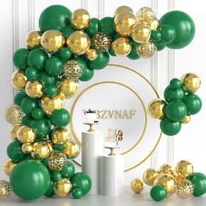 KBZVNAF GREEN GORD BALOONS ARCH ACT - 124PCS Dark Green Green Metallic Gold and Gold Confetti Latex Garlons Kit for Baby Shower Birthday Wedding Summer Party Decoration
