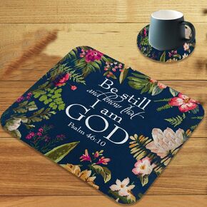 Gaming Mouse Pad,Bible Verses Psalm 46:5 Customized Designs Non-Slip Rubber Base Gaming Mouse Pads and Coaster Set,Suitable for Office Computers and notebooks. Ideal for Working Or Game