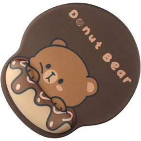 dohobby Cute Bear Donut Mouse Pads with Wrist Support, Brown Soft Gel Mouse Pads with Non-Slip Base, Typing and Pain Relief for Office Home