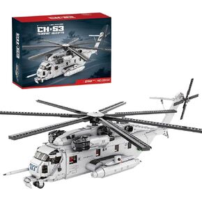 Military Helicopter Building Bricks Set, 1/35 CH-53E Super Stallion Helicopter Model Building Kit for Adults, CH-53E Fighter Jet Building Blocks MOC Military Helicopter Toys(2192 Pieces)