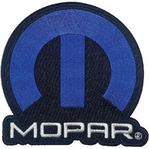 Mopar Blue Logo Embroidered Patch 4.5 inch x 1.5 inch | Heat Seal Patch for Clothes, Backpacks, Hats, Jackets, and Jeans (Heat Seal)