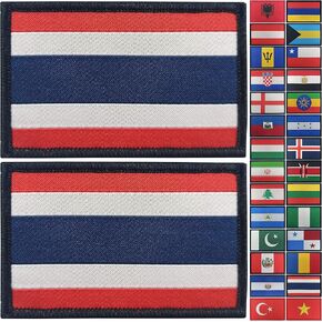 JBCD 2 Pack Thailand Flag Patch Thai Flags Tactical Patch Pride Flag Patch for Clothes Hat Patch Team Military Patch