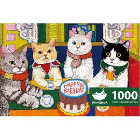 Puzzles for Adults 1000 Pieces, MOMIBOOK Jigsaw Puzzles of Chinese Village Town Cat, Painting Image 81.3x40.6cm(32"x16") Toys & Game Puzzle, White Elephant Choices, Birthday Puzzle Funny Choices