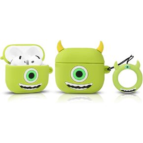 Cute Case for AirPods 4 Earbuds (2024), XMBYGY Silicone Cartoon Charging Case Shockproof Protective Headphones Cover with Carabiner for Man Woman Teen (BigSTHblue)