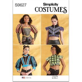 Simplicity Misses' Costume Tops Sewing Pattern Kit, Code S9627, Sizes 6-8-10-12-14, Multicolor