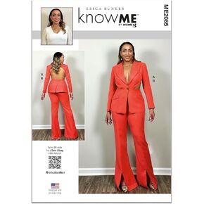 Know Me Misses' Modern Lined Blazer and Fitted Pants Sewing Pattern Packet by Erica Bunker, Design Code ME2065, Sizes 6-8-10-12-14, Multicolor
