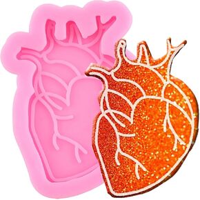 Heart Silicone Mold Badge Reel Mold Epoxy Resin Casting Mold for DIY Keychain Pendant Jewellery Making Necklace Decoration Craft