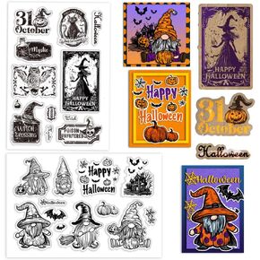 PH PandaHall Halloween Eve Theme Clear Stamps Set 23pcs Transparent Stamps Acrylic Stamps for Greeting Card Making Goblin Witch Cat Owl Silicone Stamp Rubber Stamp for Photo Album Decoration