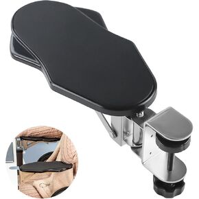 Ergonomic Foldable Elbow Rest for Computer Desk, Adjustable Rotating Desk Extender Tray, Mouse Arm Bracket for Couch Keyboards Office Chair Car Massage Table (Black)