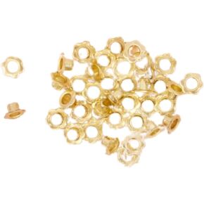 Craftelier - Pack of 40 Flower Shaped Eyelets | Ideal for Card Making, Scrapbooking and Crafts | Valid for Various Materials | Inner Size 0.19" and Outer Size 0.39" - Gold Color