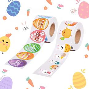 1000pcs Easter Egg Stickers for Kids, Cute Easter Stickers Easter Rabbit Stickers Happy Easter Bunny Decals for Cards Gift Scrapbooking Envelope Art Craft (20 Styles)