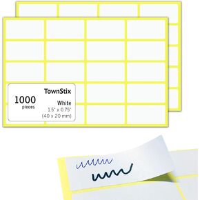 1000 Pack, 1.5" x 0.75" - Blank White Labels Stickers to Write On, Stick On Adhesive Sticky Labels