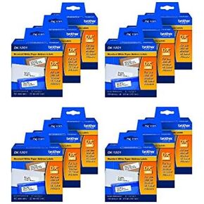 Brother Genuine DK-1201 Die-Cut Standard Address Labels, 400 Labels per Roll, 12 Rolls – for Use with All QL Label Printers